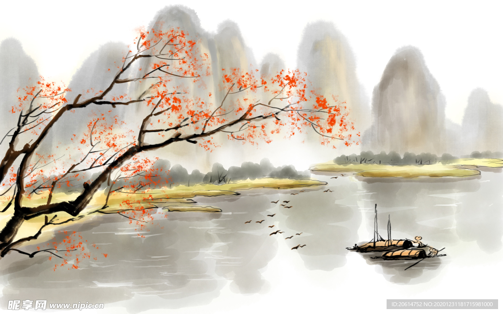 美丽的山川风景漫画