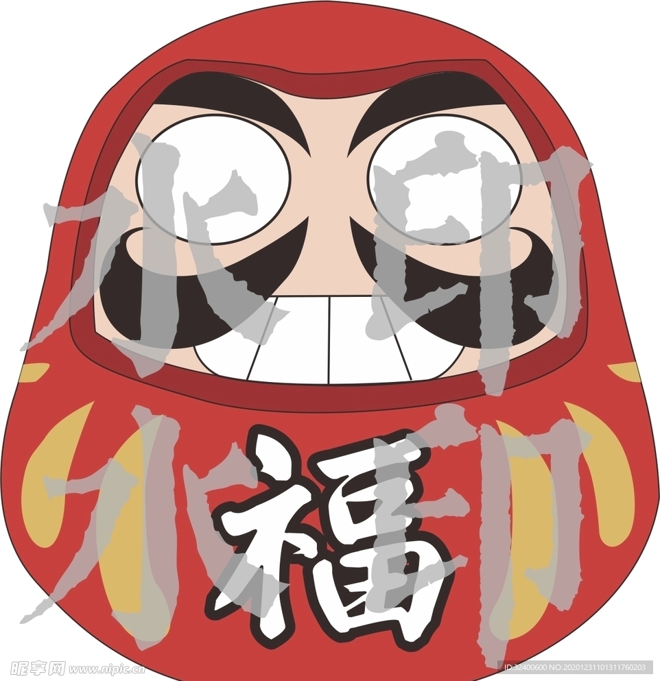 招福达摩矢量