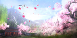 十里桃花背景