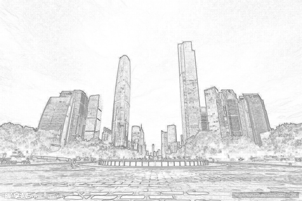 广州珠江新城线性稿