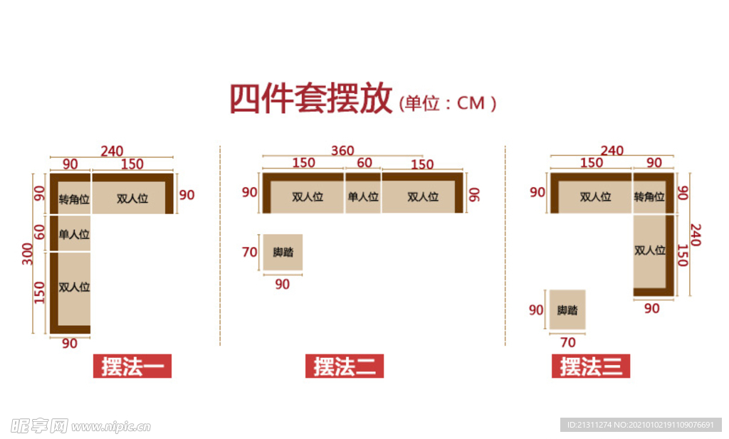 沙发四件套摆法