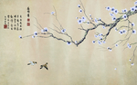 花鸟背景墙 中式背景墙 装饰画