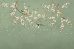 花鸟背景墙 中式背景墙 装饰画