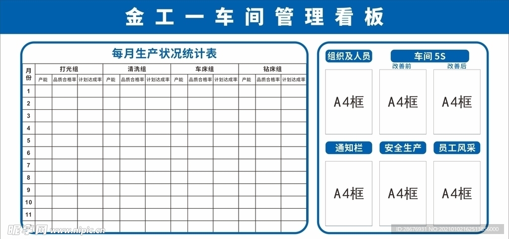 公司企业金工车间管理看板