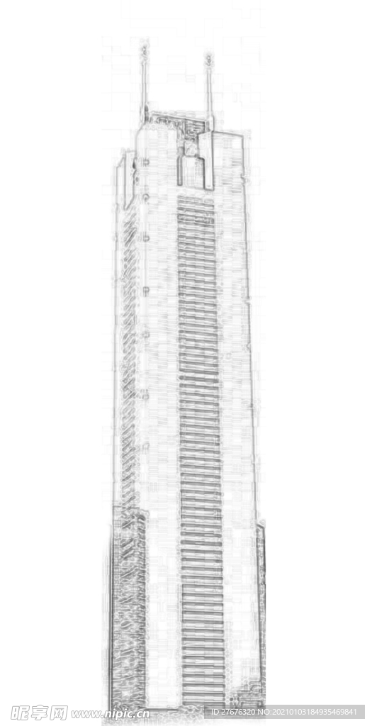 广州中信广场 线性稿 建筑