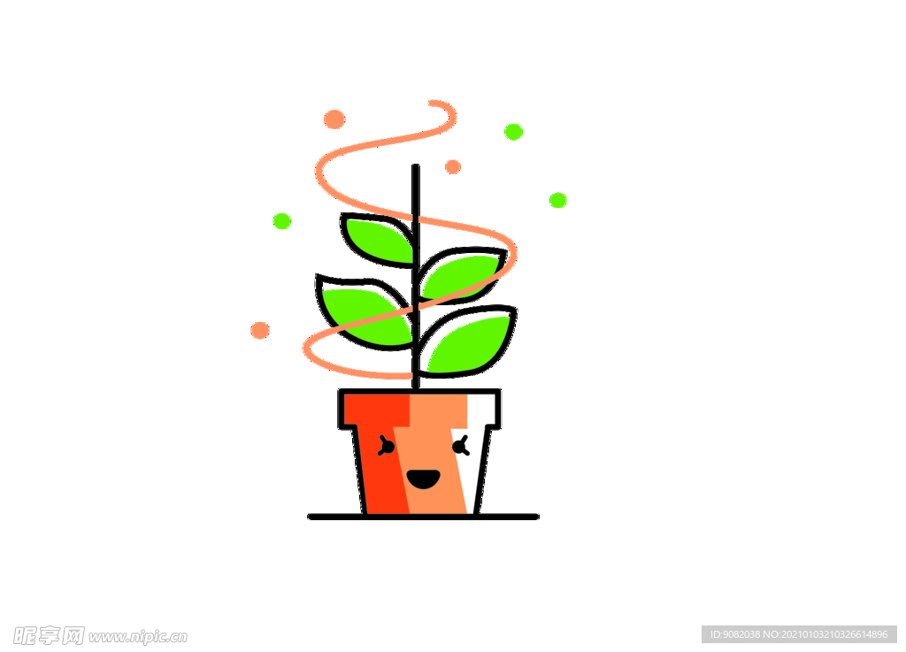 卡通小树 树 树苗 枝叶 花盆