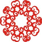 六角剪花窗花纸图案背景元素