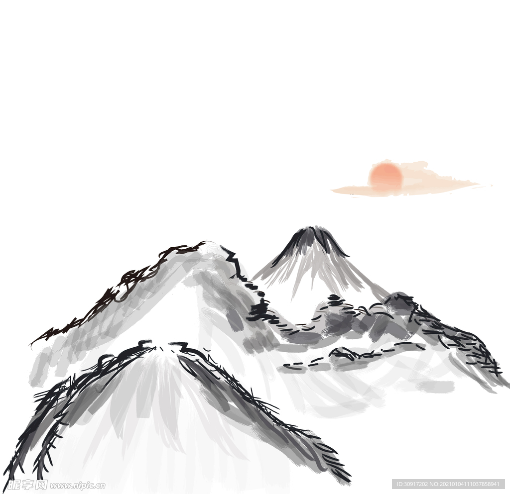 水墨山
