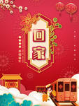 中国风过年回家宣传海报