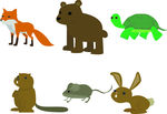 卡通矢量动物狐狸熊乌龟老鼠兔子