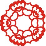 六角剪花窗花纸图案背景元素