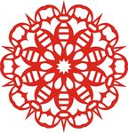 六角剪花窗花纸图案背景元素