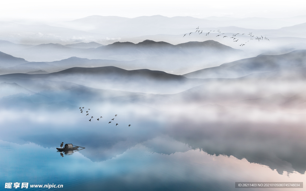山水画 中式背景墙 装饰画 新