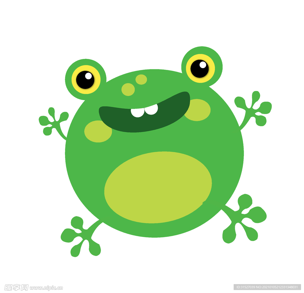 手绘卡通可爱绿色小青蛙插画