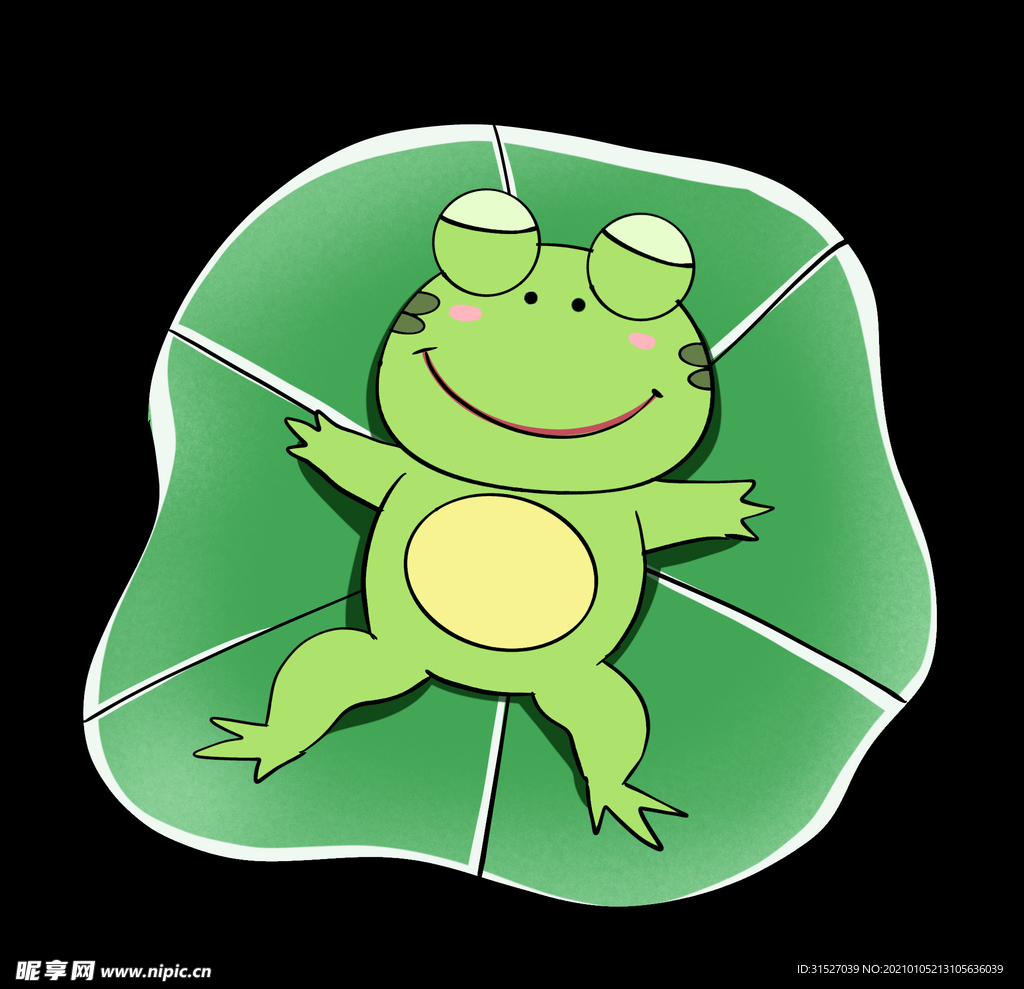 夏日荷葉上唱歌的小青蛙PSD圖案素材免費下載，圖片尺寸2000 × 2000px - Lovepik