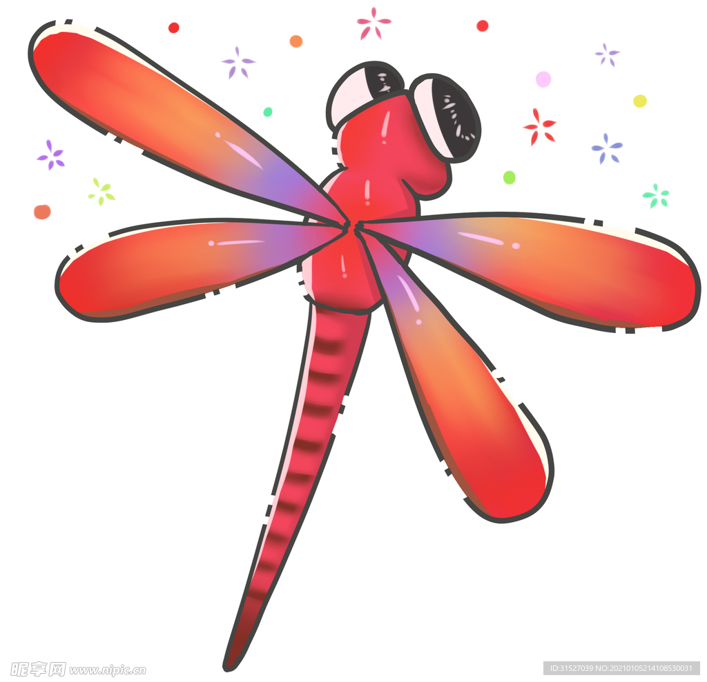 红色蜻蜓昆虫图片插画