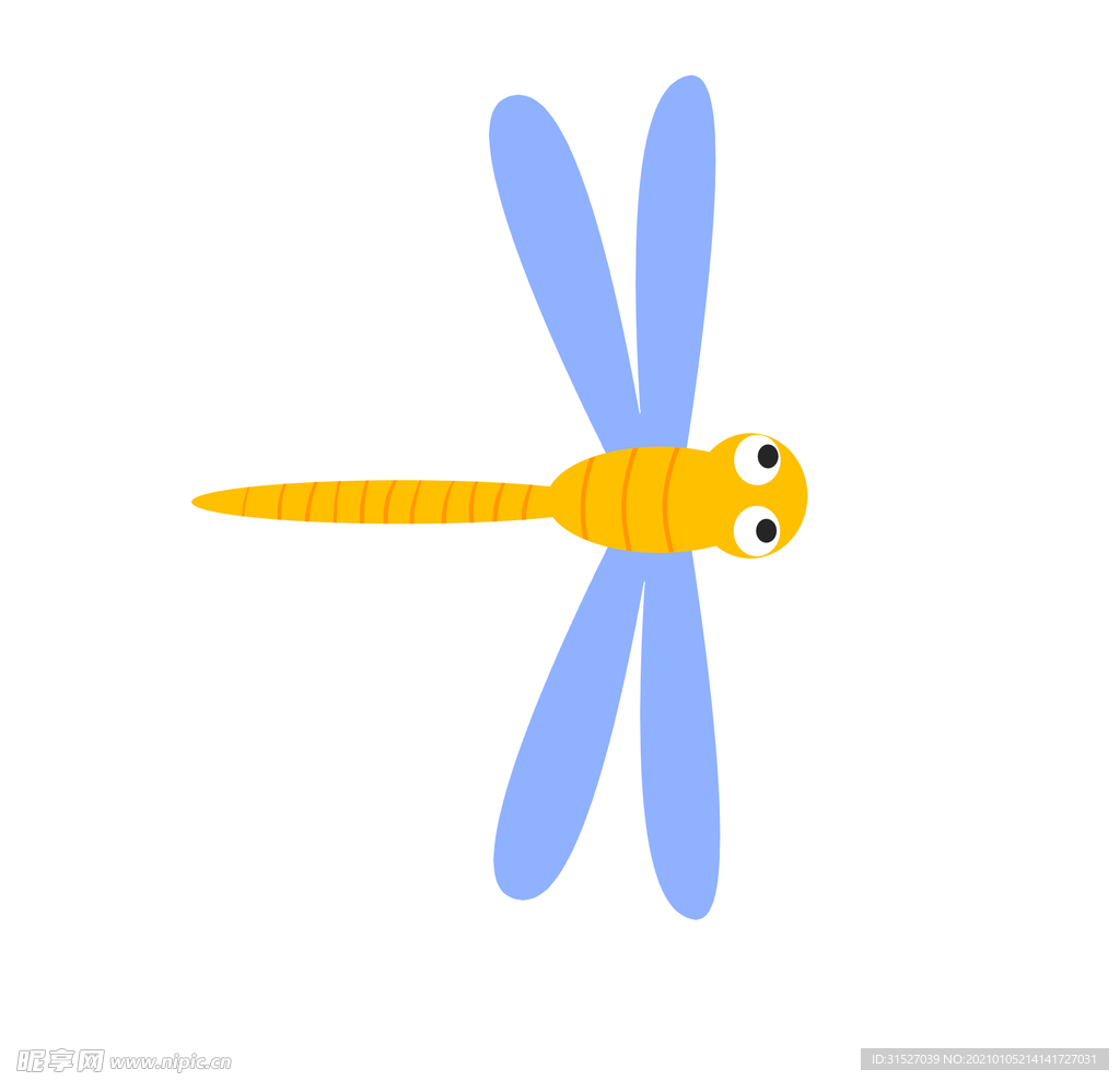 美丽的蓝色蜻蜓插画