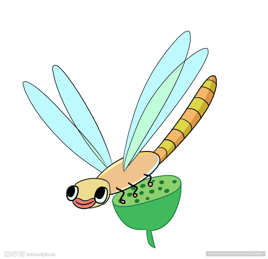 手绘卡通飞虫昆虫漂亮蜻蜓插画