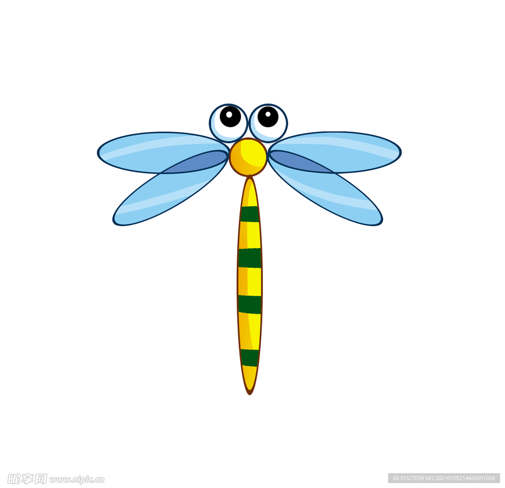 蓝色蜻蜓昆虫图片插画