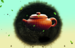 茶壶水墨圆圈茶艺水墨画