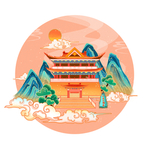 旅游景点插画元素