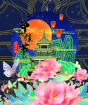 中秋佳节花开富贵手提纸袋包装