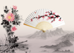 梅兰竹菊国画扇面