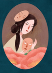 扁平人物插画魅力神秘女孩