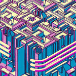 C4D模型扁平化字母迷宫隧道