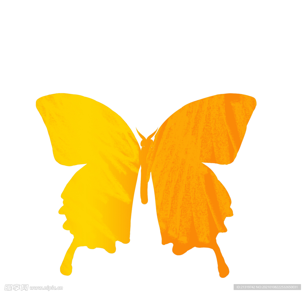 卡通黄色蝴蝶插画图片
