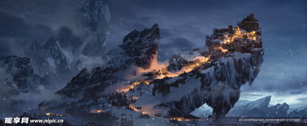雪山 夜景