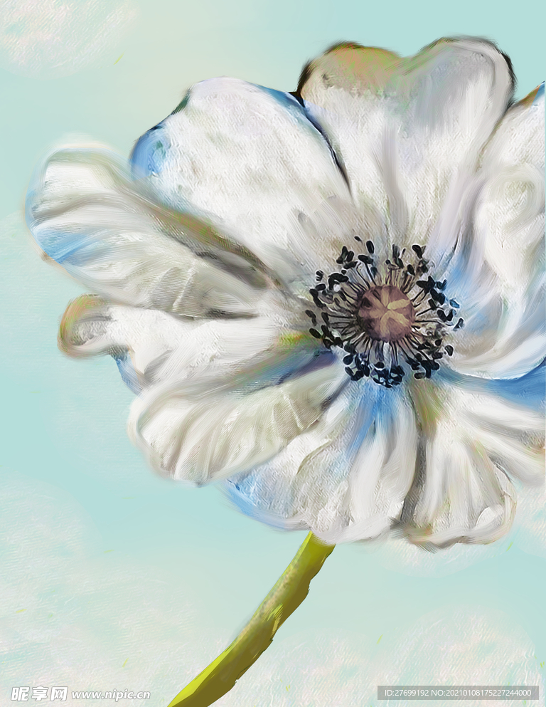 手绘花朵 盛开的花装饰画