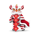 中国新年舞狮与中国问候符号中国