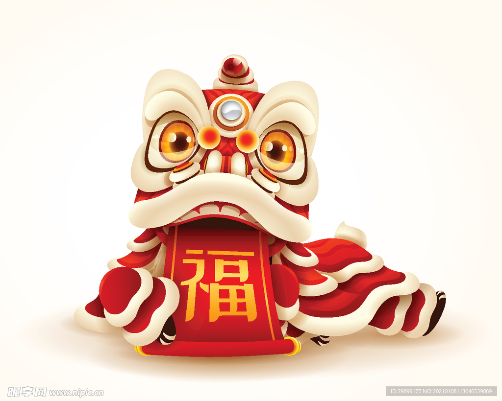 中国新年舞狮卡通狮子中国传统文