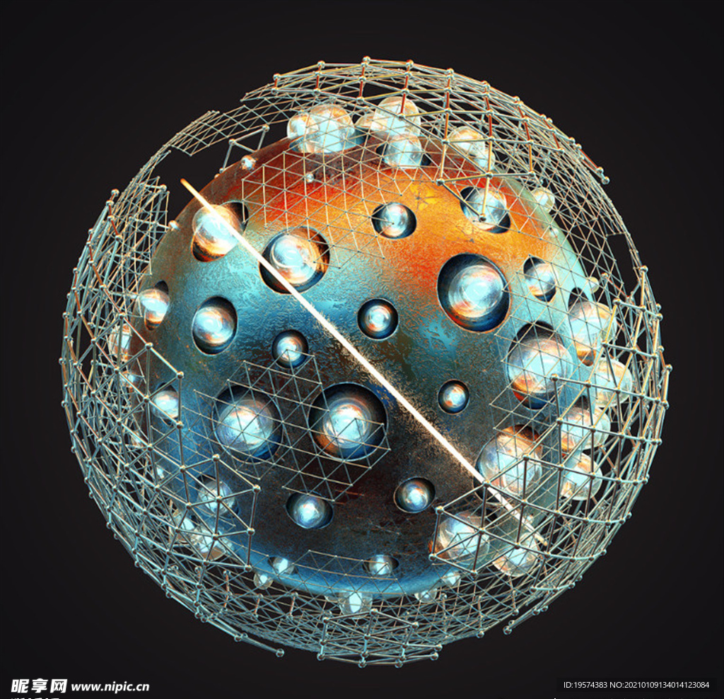 C4D模型粒子原子球体球