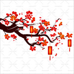 手绘梅花灯笼