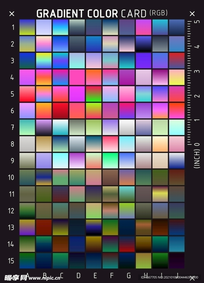 高级渐变色卡   实用渐变色谱