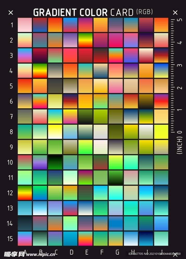 高级渐变色卡   实用渐变色谱