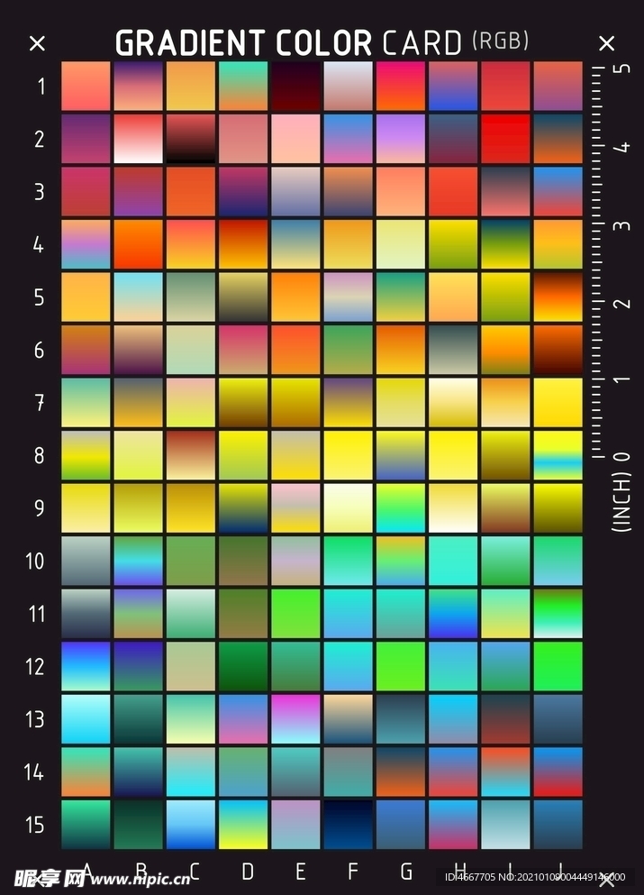 高级渐变色卡   实用渐变色谱