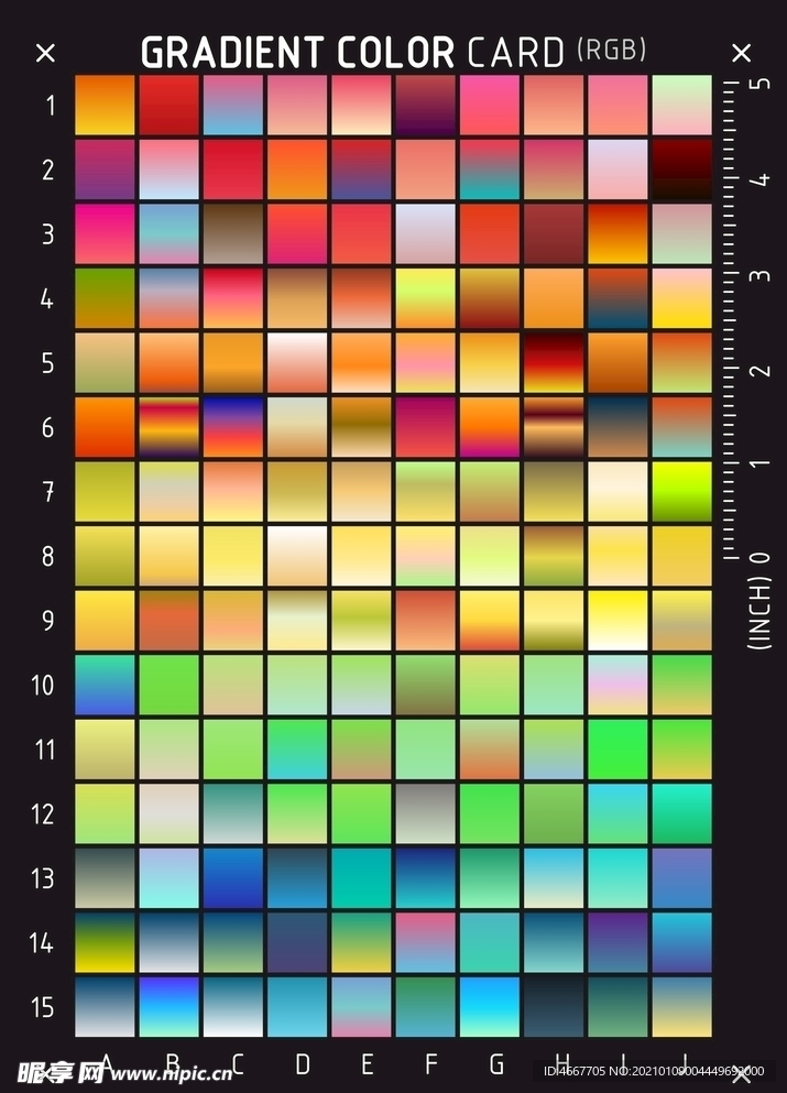 高级渐变色卡   实用渐变色谱