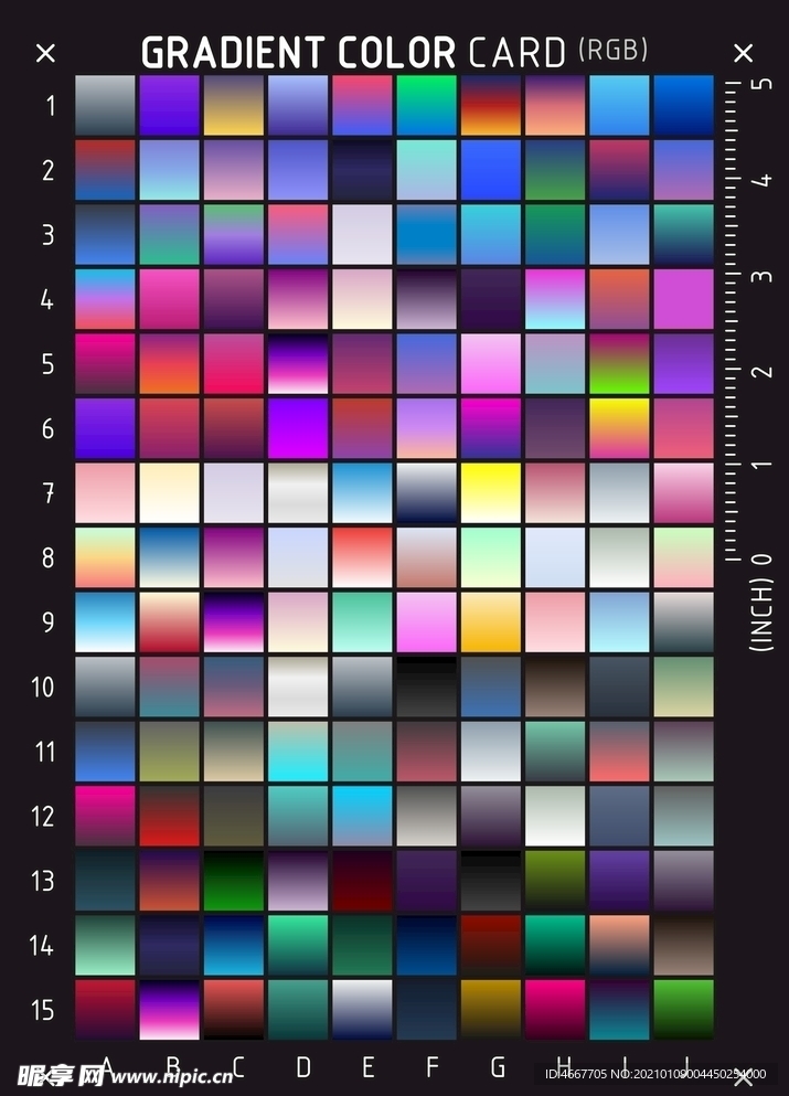 高级渐变色卡   实用渐变色谱