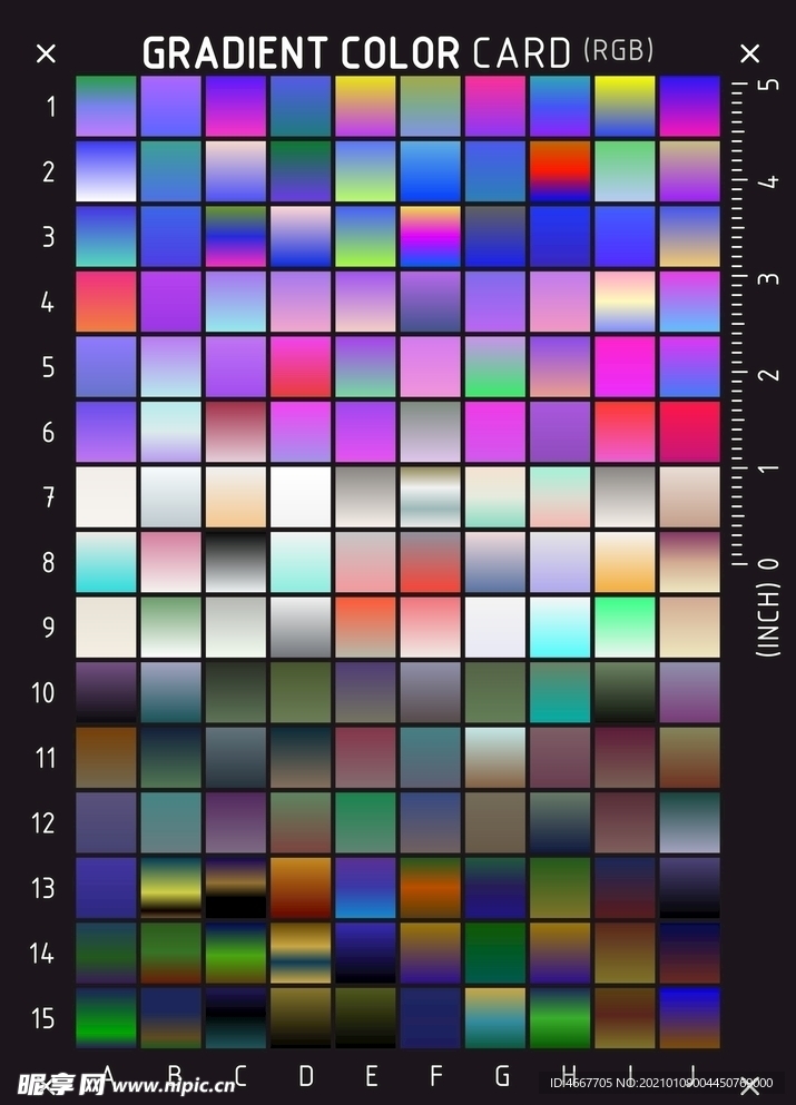 高级渐变色卡   实用渐变色谱