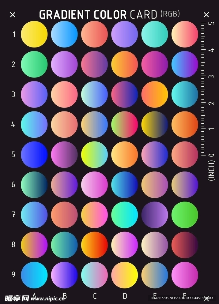 高级渐变色卡   实用渐变色谱