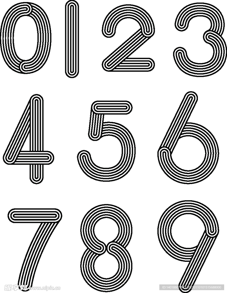 倒计时数字 线型数字