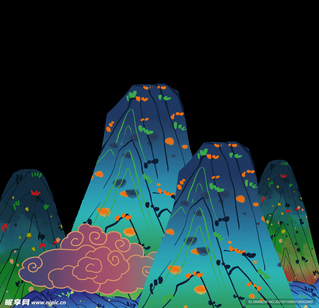 国潮山川山脉元素
