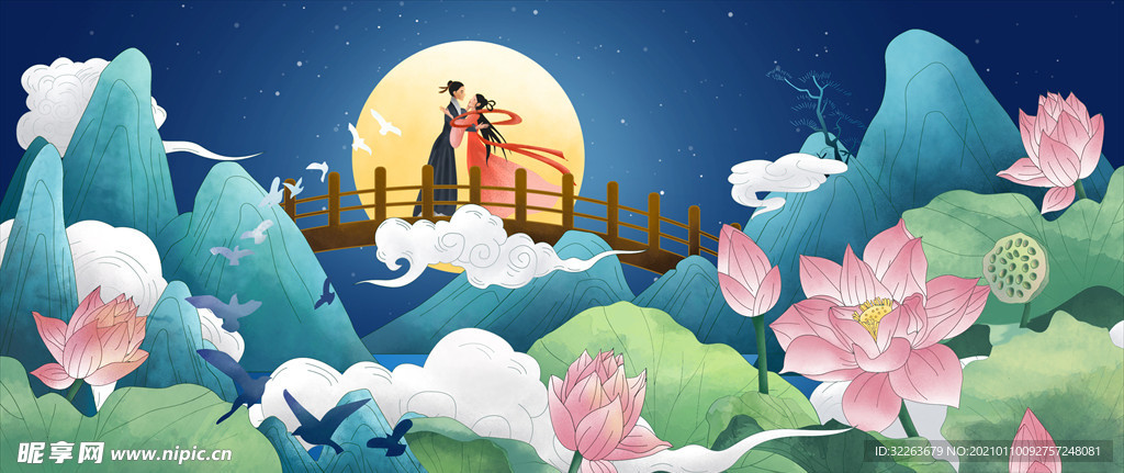 牛郎织女七夕海报