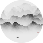 抽象意境水墨画山水画