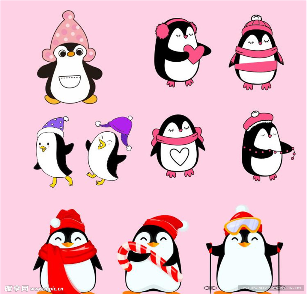 可爱的企鹅插画 免费图片 - Public Domain Pictures