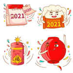 新年搞怪表情矢量图