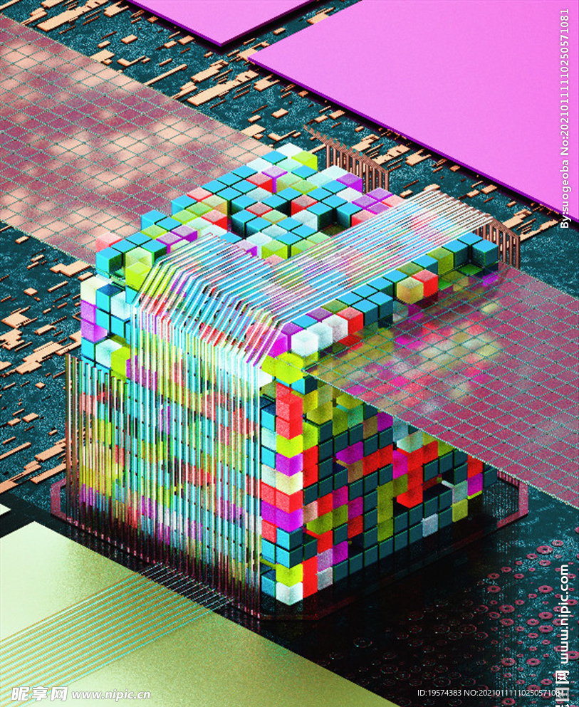 C4D模型设备零件仪器抽象方块